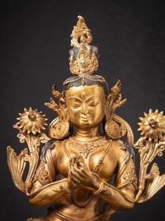 Middle 20th century Large old bronze Nepali Green Tara statue from Nepal