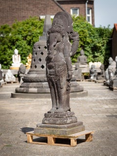 Middle 20th century large old lavastone Ganesha statue from Indonesia