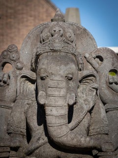 Middle 20th century Large old lavastone Ganesha statue from Indonesia