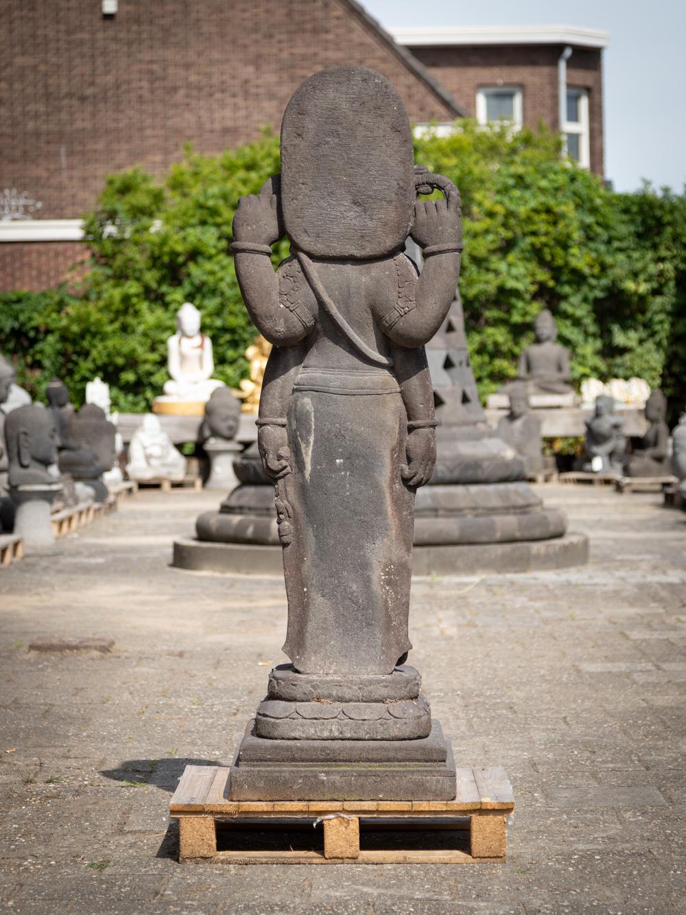 Middle 20th century large old lavastone Ganesha statue from Indonesia In Good Condition For Sale In DEVENTER, NL