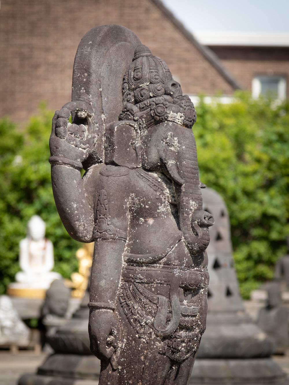 Middle 20th century large old lavastone Ganesha statue from Indonesia For Sale 1