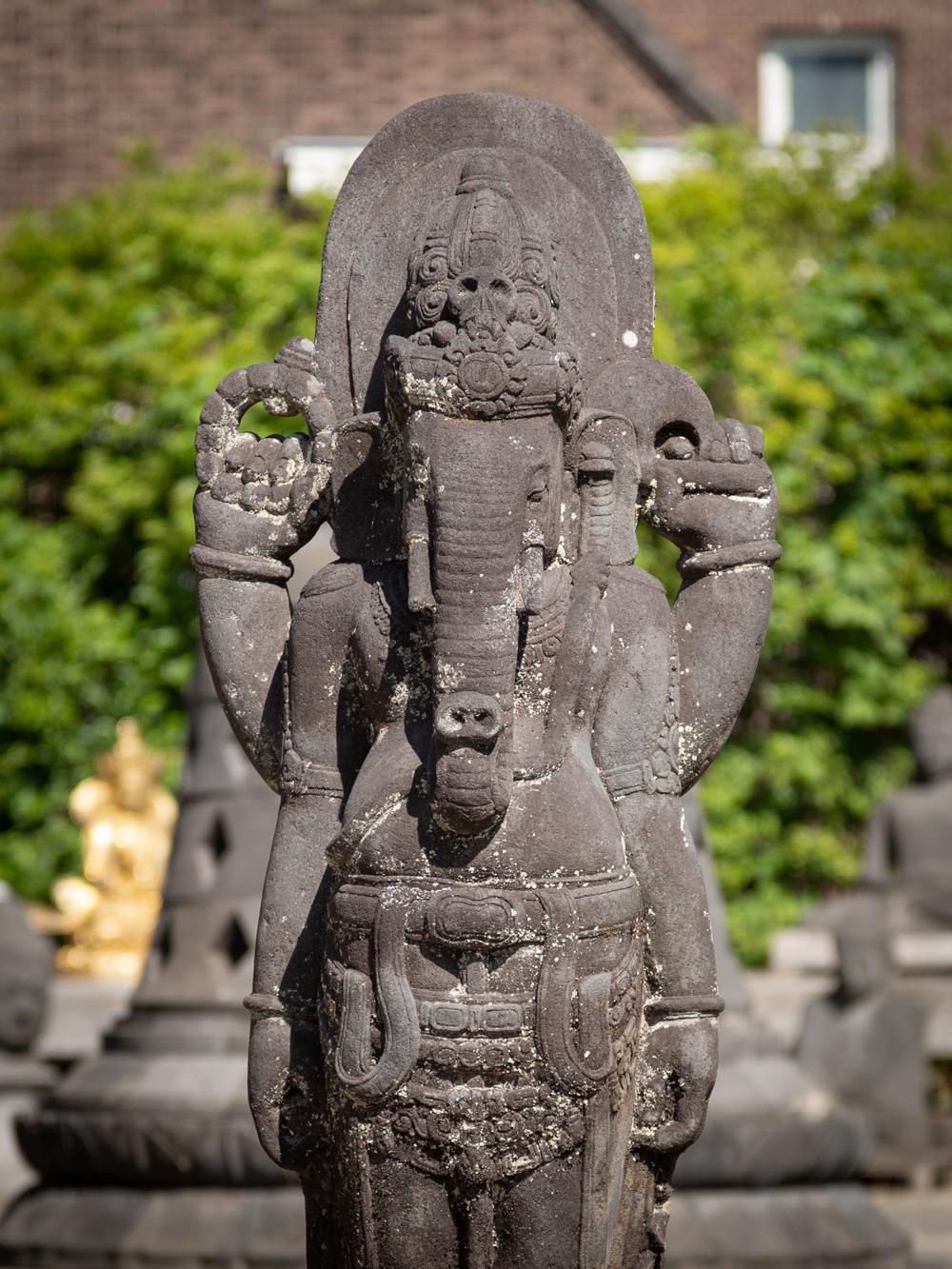 Middle 20th century large old lavastone Ganesha statue from Indonesia For Sale 2
