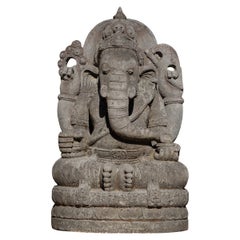 Middle 20th century Large old lavastone Ganesha statue from Indonesia