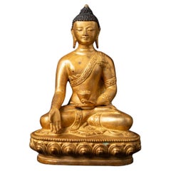 Middle 20th century Old bronze Buddha statue from Nepal from Nepal