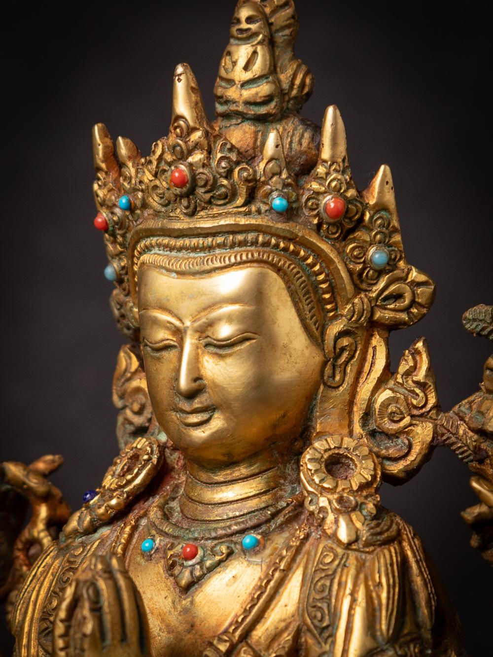 Middle 20th century Old bronze Chenrezig statue from Nepal in Namaskara Mudra 6
