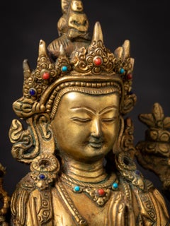 Middle 20th century Old bronze Chenrezig statue from Nepal in Namaskara Mudra