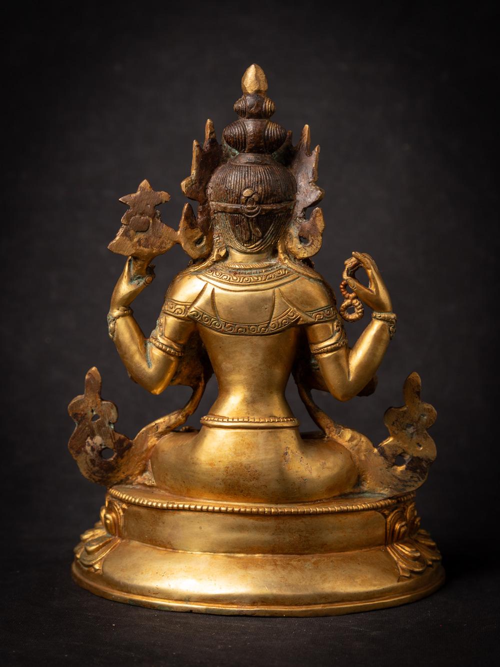 Middle 20th century Old bronze Chenrezig statue from Nepal in Namaskara Mudra In Good Condition In DEVENTER, NL