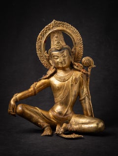 Bodhisattva Lokeshvara nepalí de bronce antiguo de mediados del siglo XX procedente de Nepal