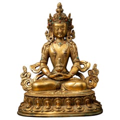 Middle 20th century Old bronze Nepali Aparmita Buddha statue from Nepal