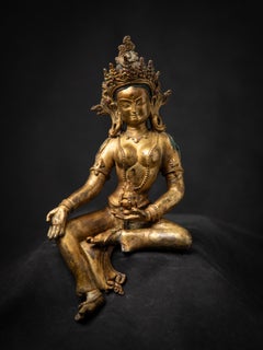 Middle 20th century Old bronze Nepali Basundhara statue from Nepal