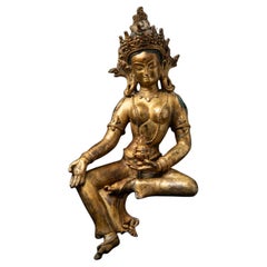 Middle 20th century Old bronze Nepali Basundhara statue from Nepal Middle 20th century Old bronze Nepali Basundhara statue from Nepal