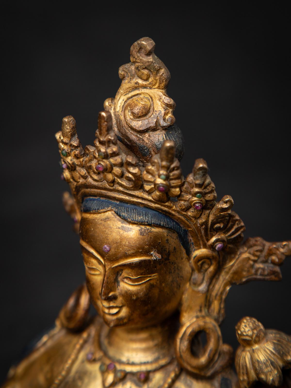 Middle 20th century Old bronze Nepali Basundhara statue in Varada Mudra 4