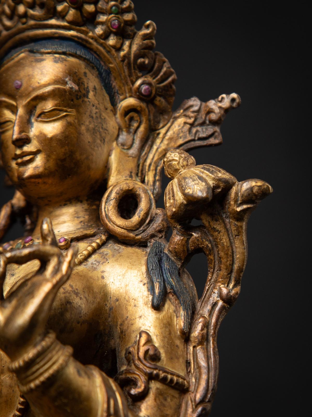 Middle 20th century Old bronze Nepali Basundhara statue in Varada Mudra 8