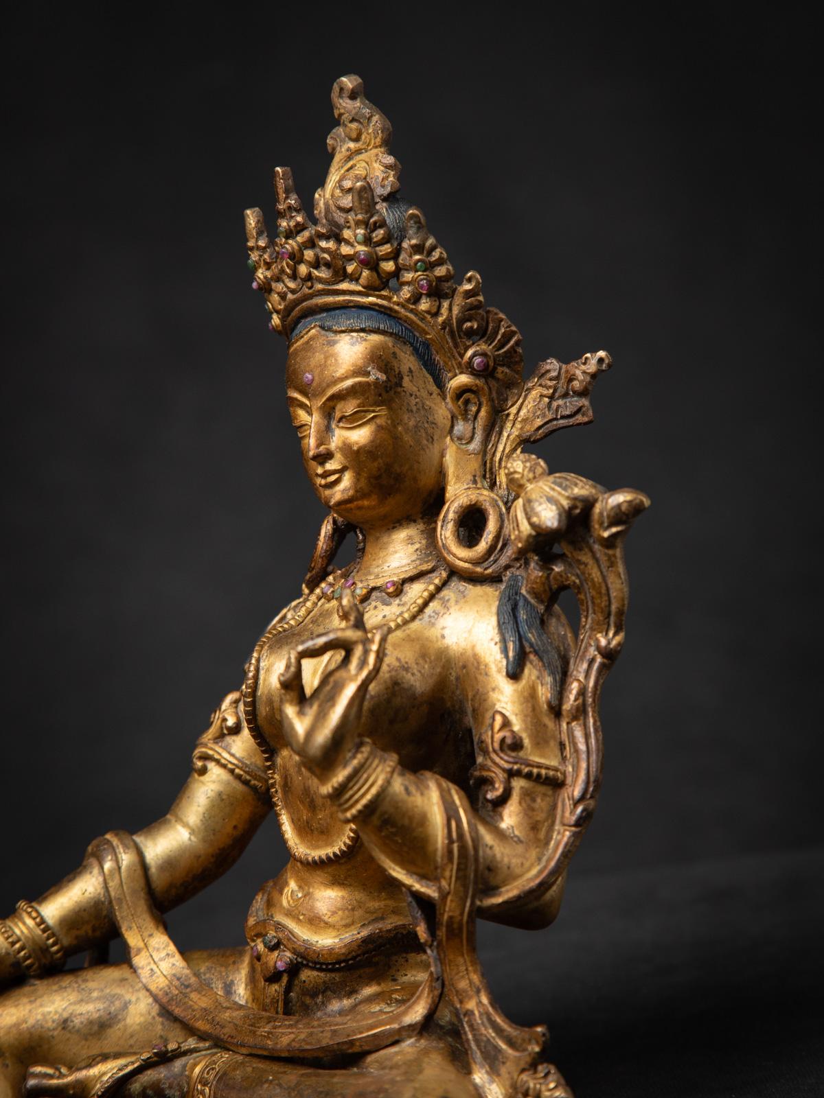 Middle 20th century Old bronze Nepali Basundhara statue in Varada Mudra 1