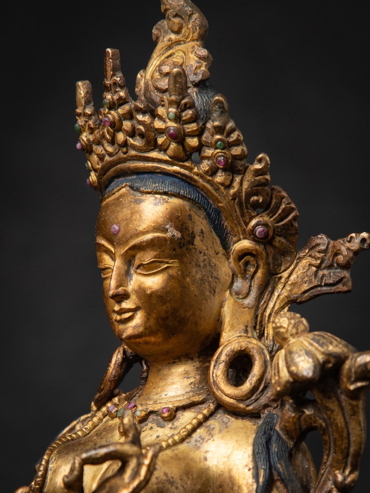 Middle 20th century Old bronze Nepali Basundhara statue in Varada Mudra 2