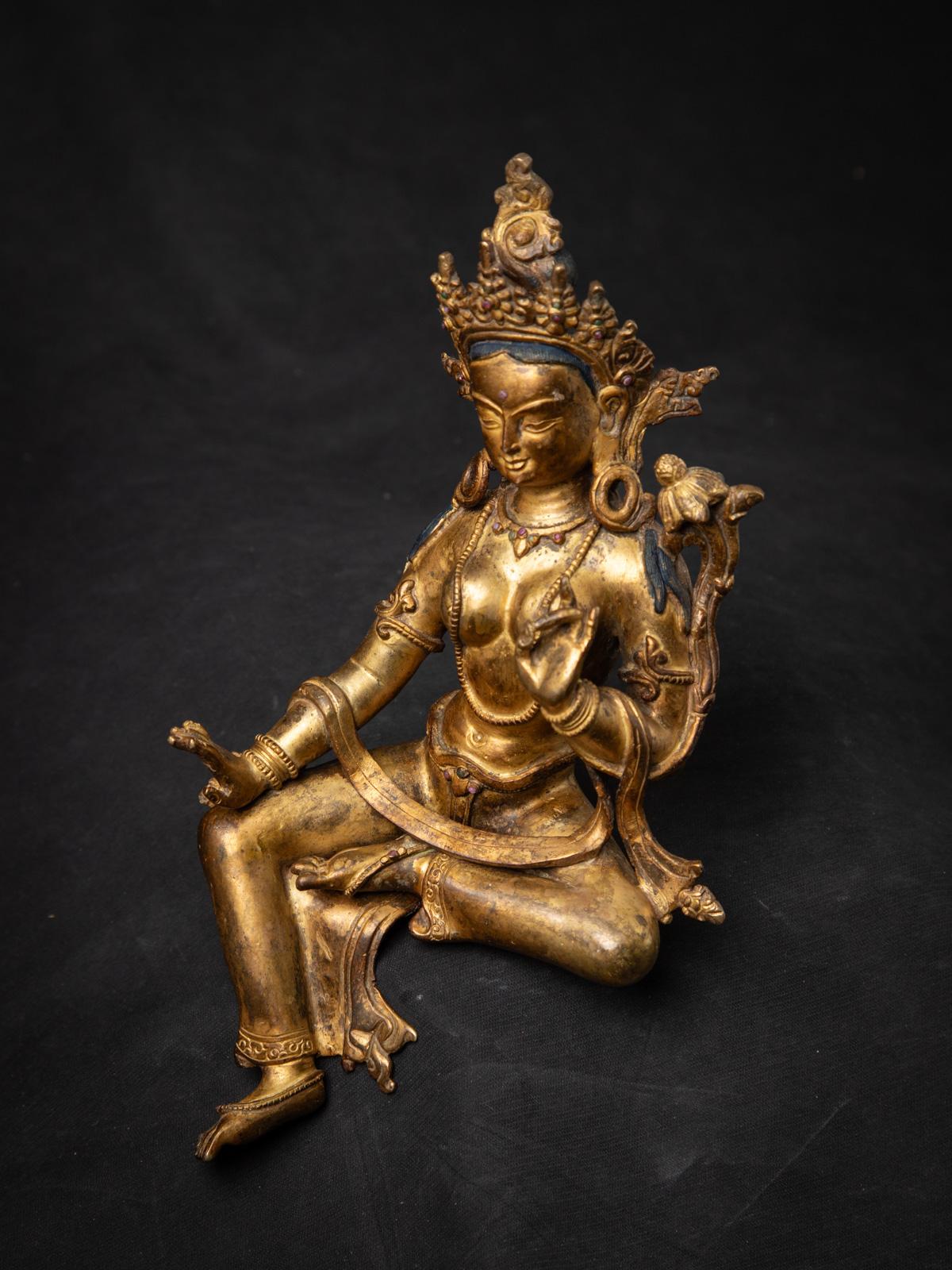 Middle 20th century Old bronze Nepali Basundhara statue in Varada Mudra 3