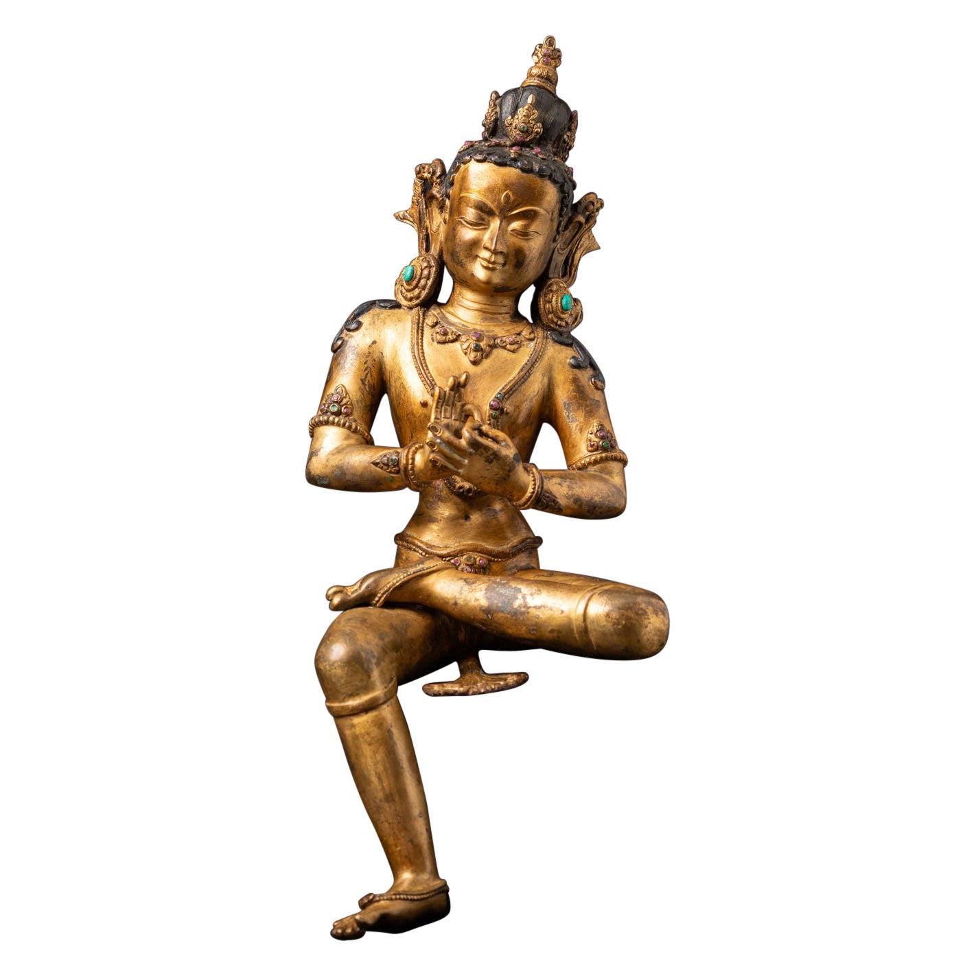 Middle 20th century Old bronze Nepali Bodhisattva statue from Nepal
