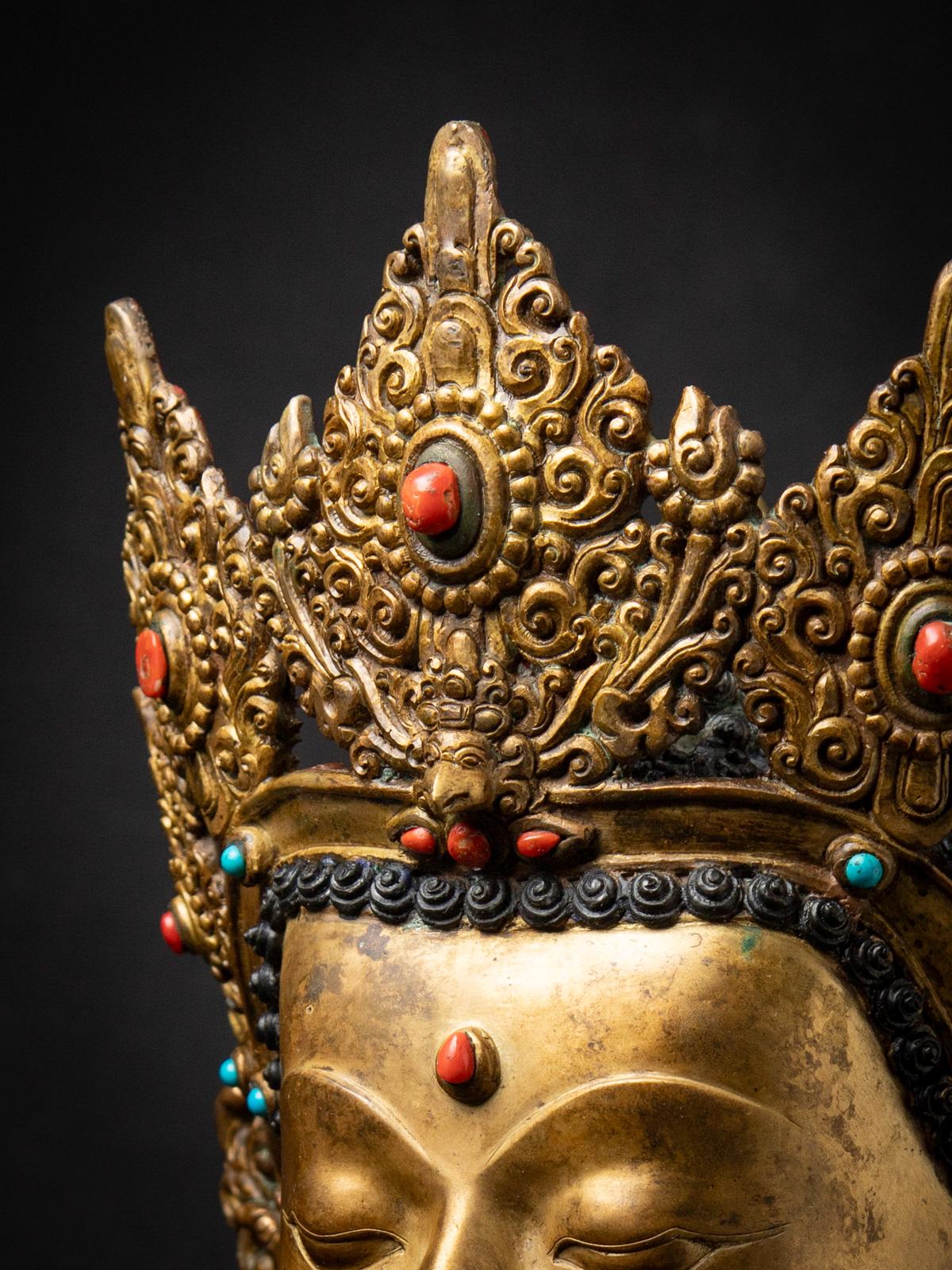 20th Century Middle 20th century Old bronze Nepali Buddha head from Nepal For Sale