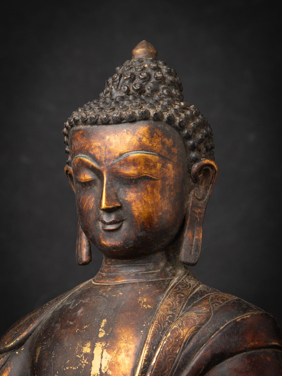 Milieu du 20e siècle Ancien bronze Népalais Bouddha Shakyamuni - OriginalBuddhas Bon état - En vente à DEVENTER, NL