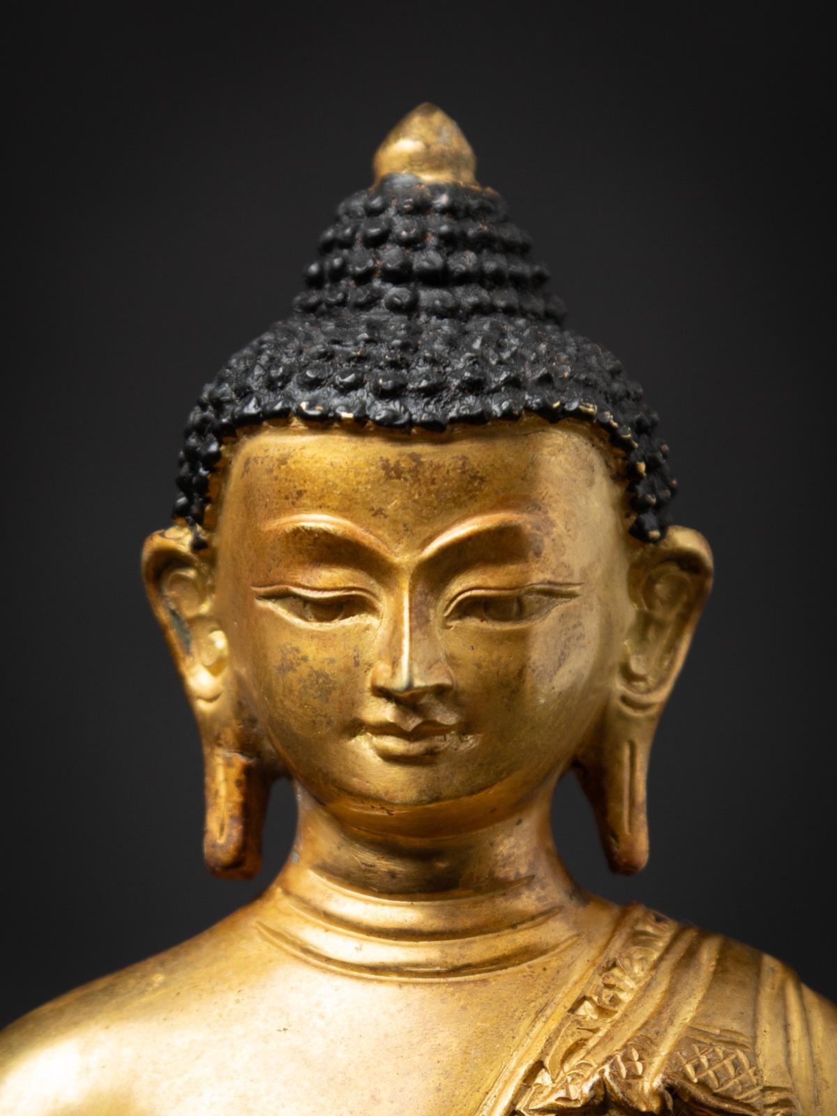 Alte Nepal-Buddha-Statue aus Bronze aus Nepal aus dem mittleren 20. Jahrhundert im Zustand „Gut“ im Angebot in DEVENTER, NL