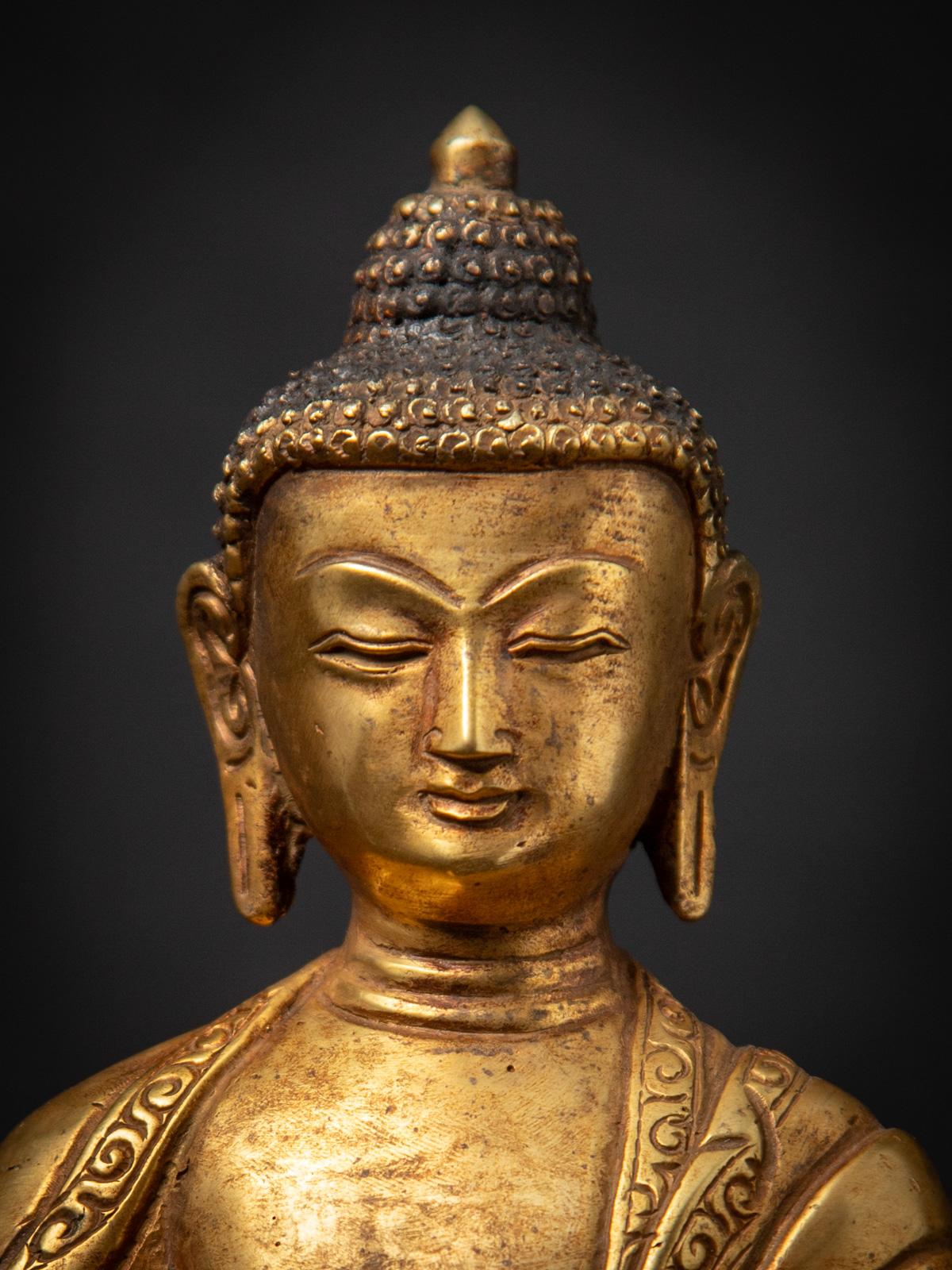 Alte Nepal-Buddha-Statue aus Bronze aus Nepal aus dem mittleren 20. Jahrhundert im Zustand „Gut“ im Angebot in DEVENTER, NL