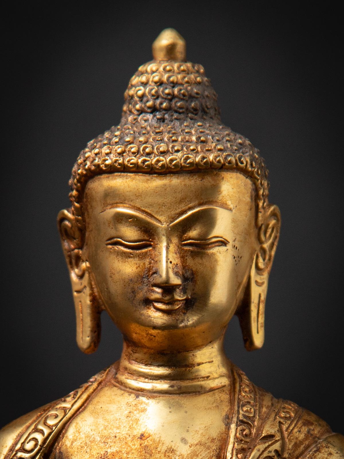 Alte Nepal-Buddha-Statue aus Bronze aus Nepal aus dem mittleren 20. Jahrhundert im Zustand „Gut“ im Angebot in DEVENTER, NL