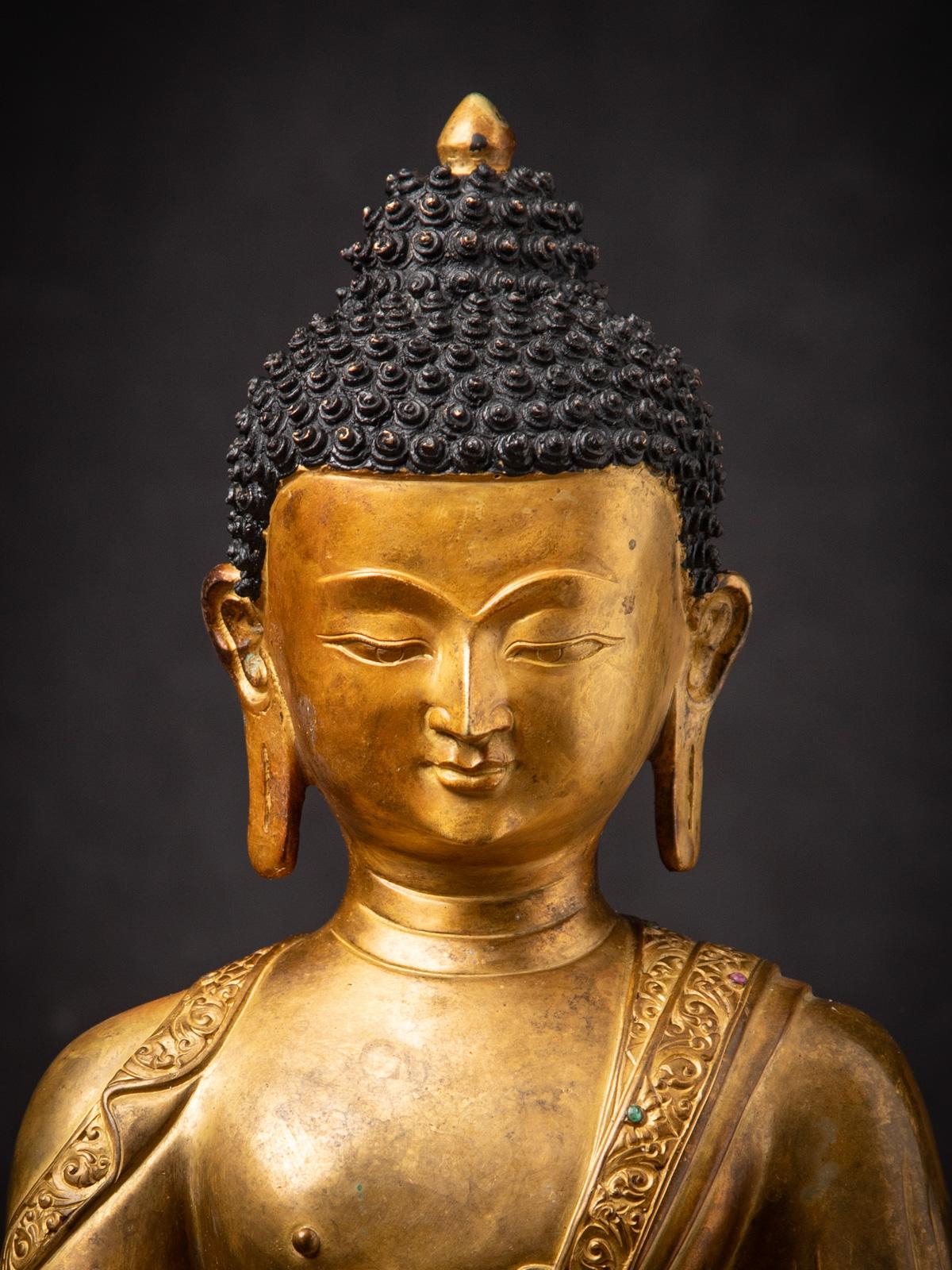 Alte Nepal-Buddha-Statue aus Bronze aus Nepal aus dem mittleren 20. Jahrhundert im Angebot 1