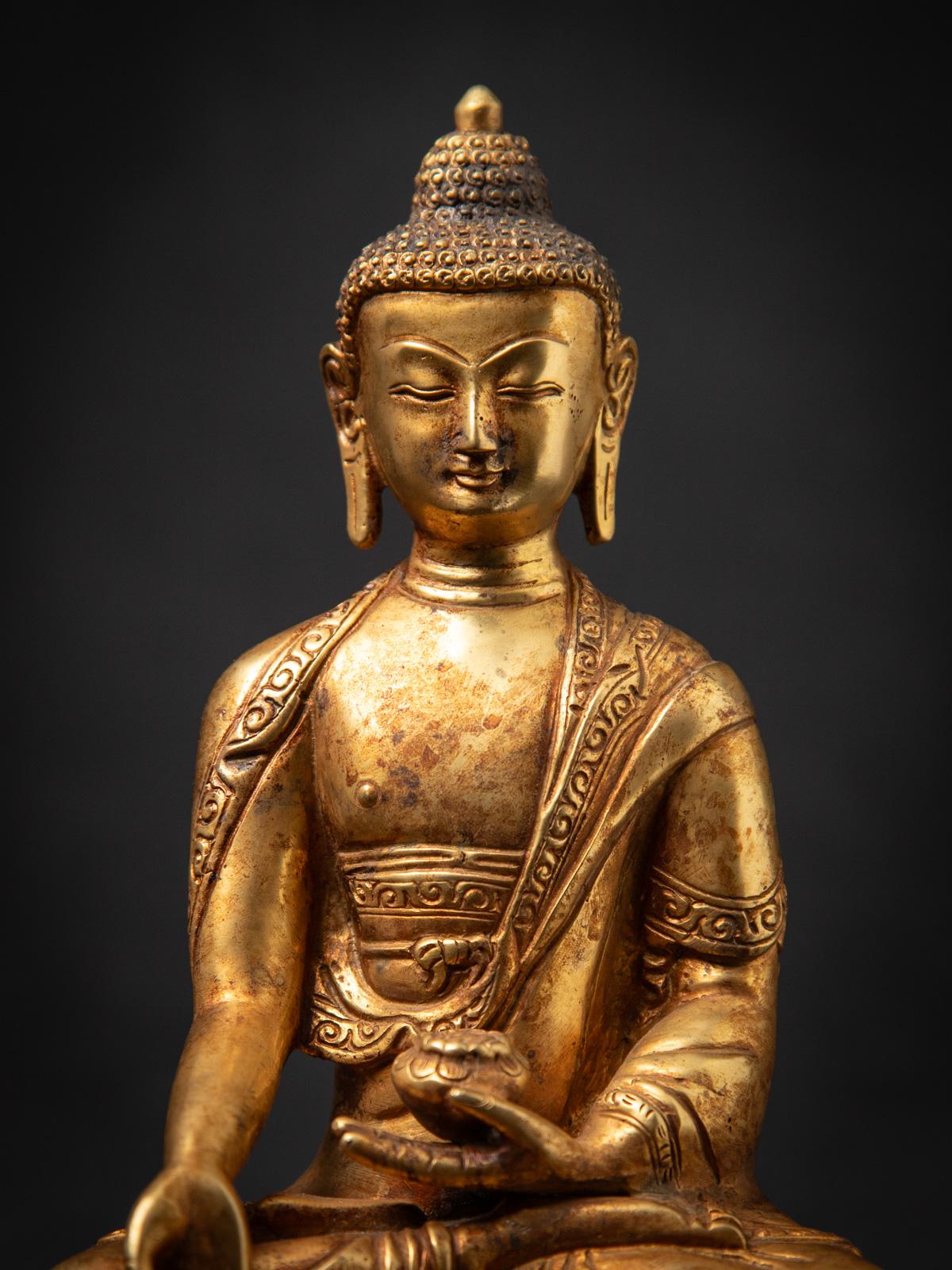 Alte Nepal-Buddha-Statue aus Bronze aus Nepal aus dem mittleren 20. Jahrhundert im Angebot 1