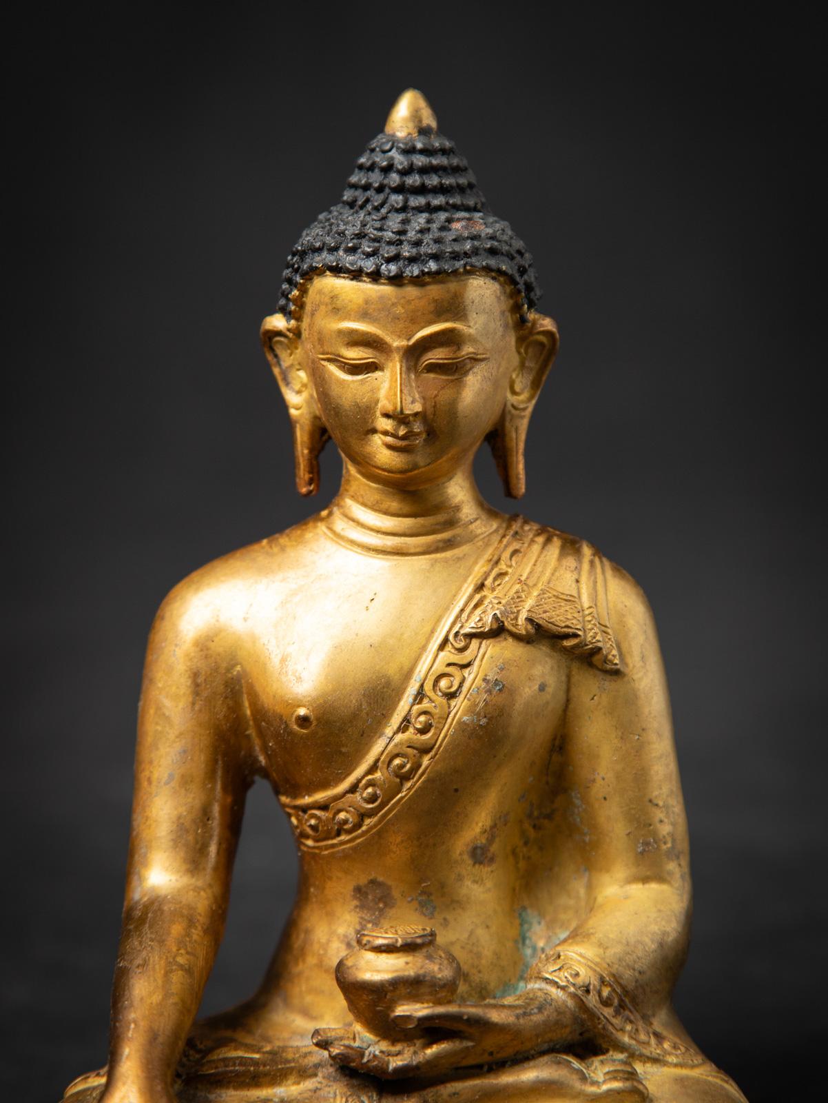 Alte Nepal-Buddha-Statue aus Bronze aus Nepal aus dem mittleren 20. Jahrhundert im Angebot 1