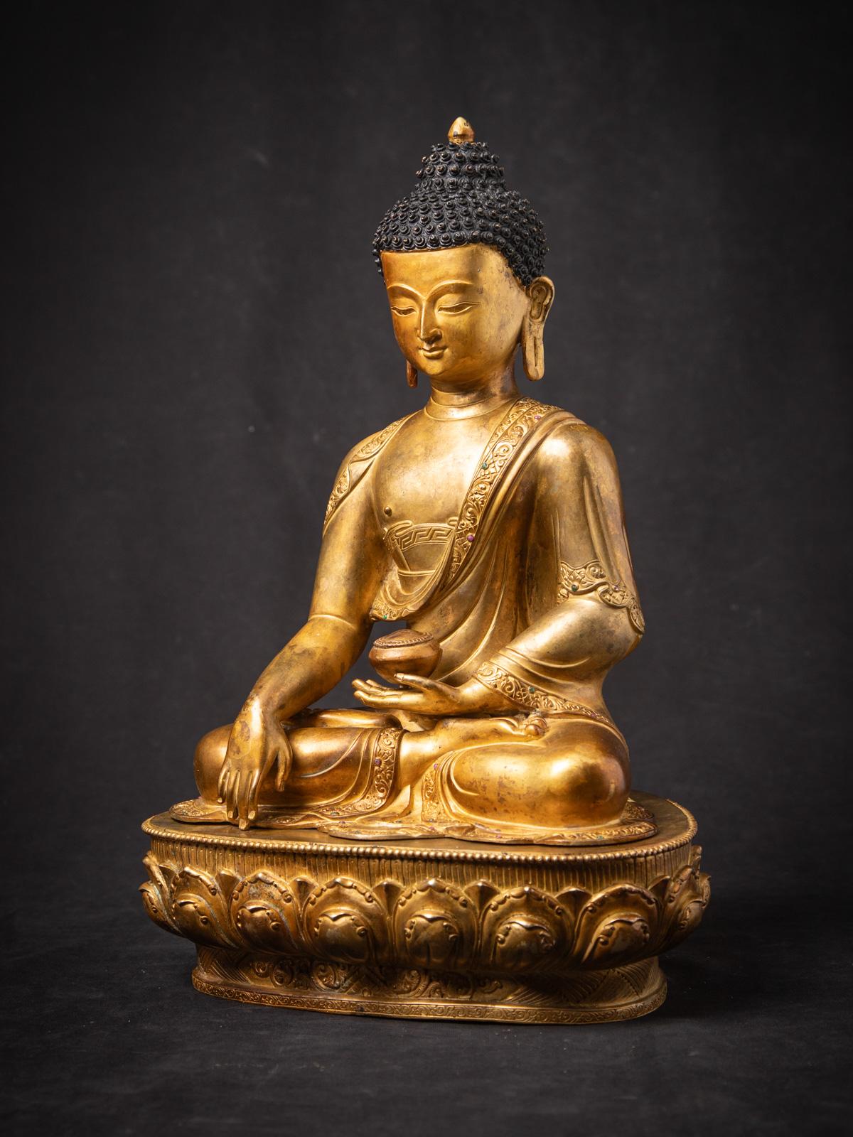 Alte Nepal-Buddha-Statue aus Bronze aus Nepal aus dem mittleren 20. Jahrhundert im Angebot 2
