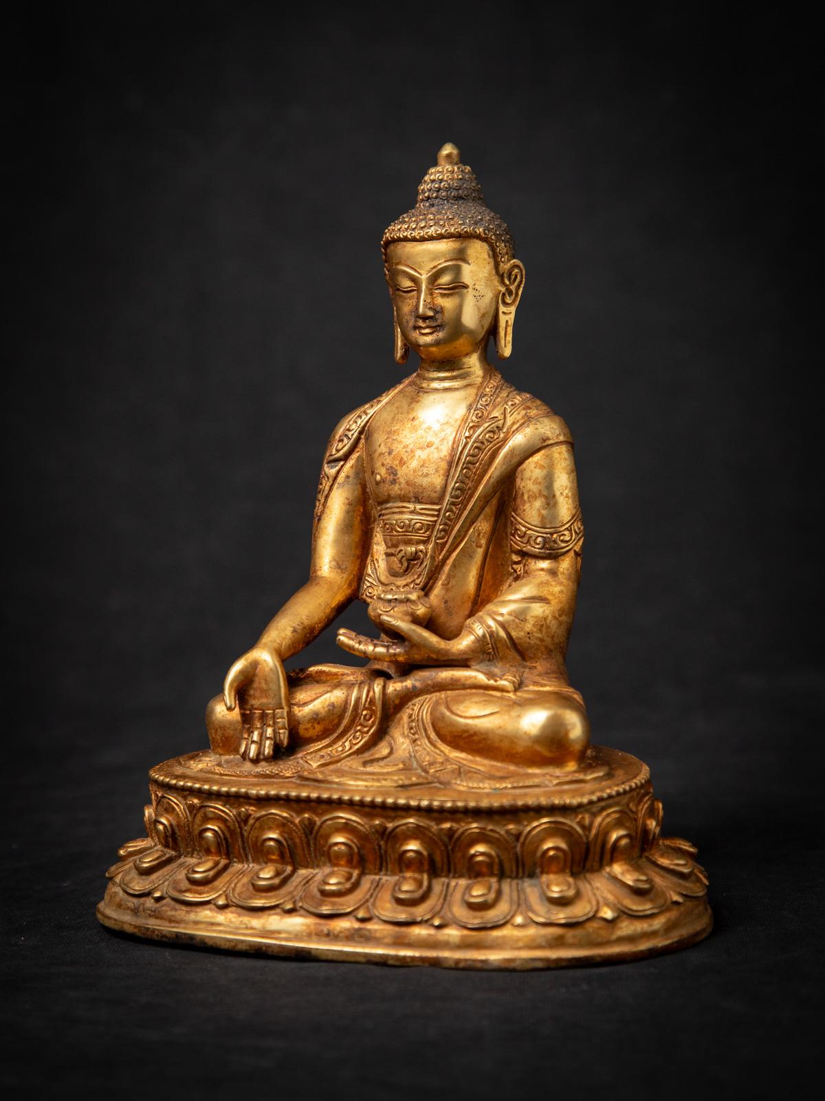 Alte Nepal-Buddha-Statue aus Bronze aus Nepal aus dem mittleren 20. Jahrhundert im Angebot 2