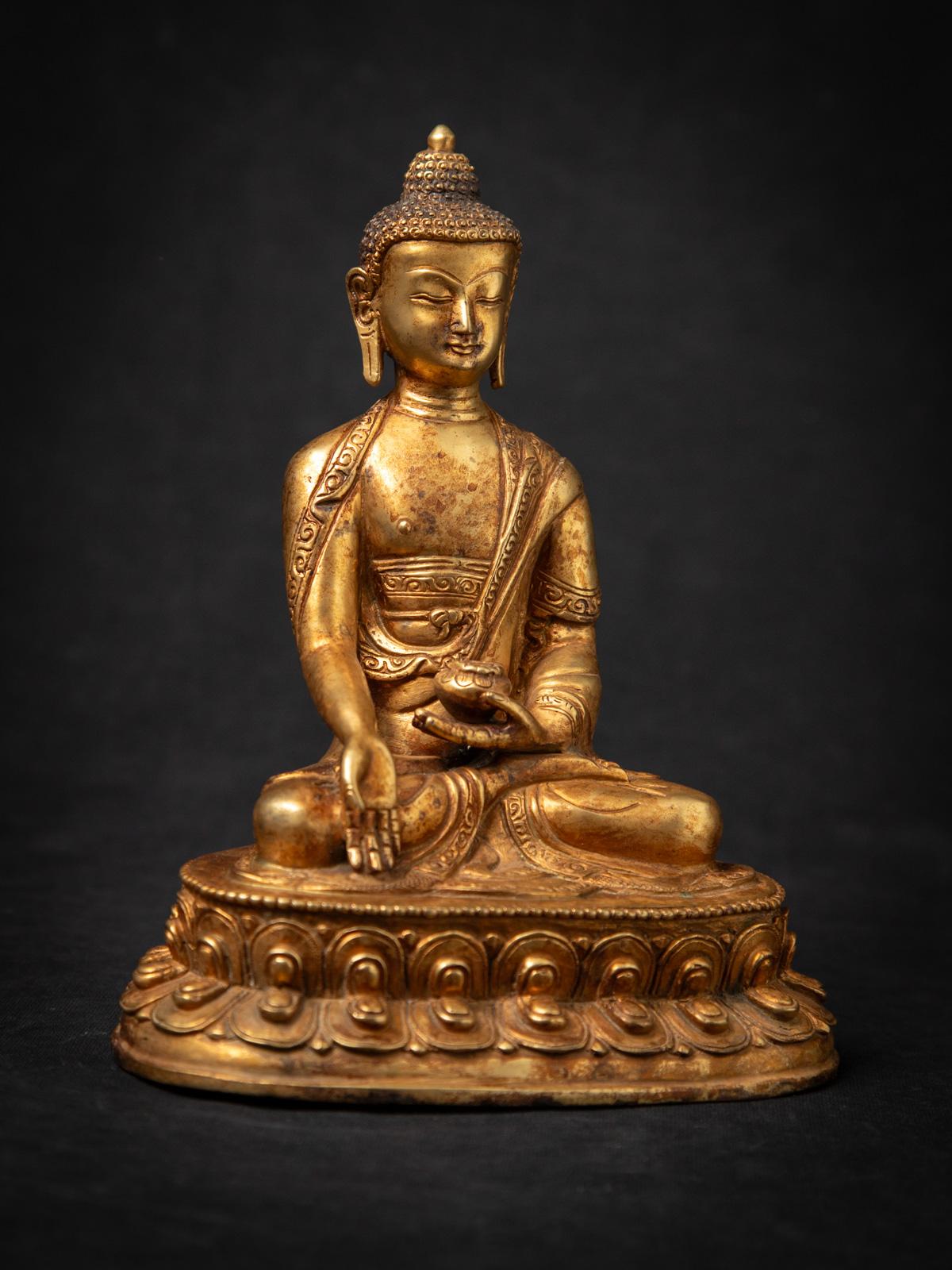 Alte Nepal-Buddha-Statue aus Bronze aus Nepal aus dem mittleren 20. Jahrhundert im Angebot 3