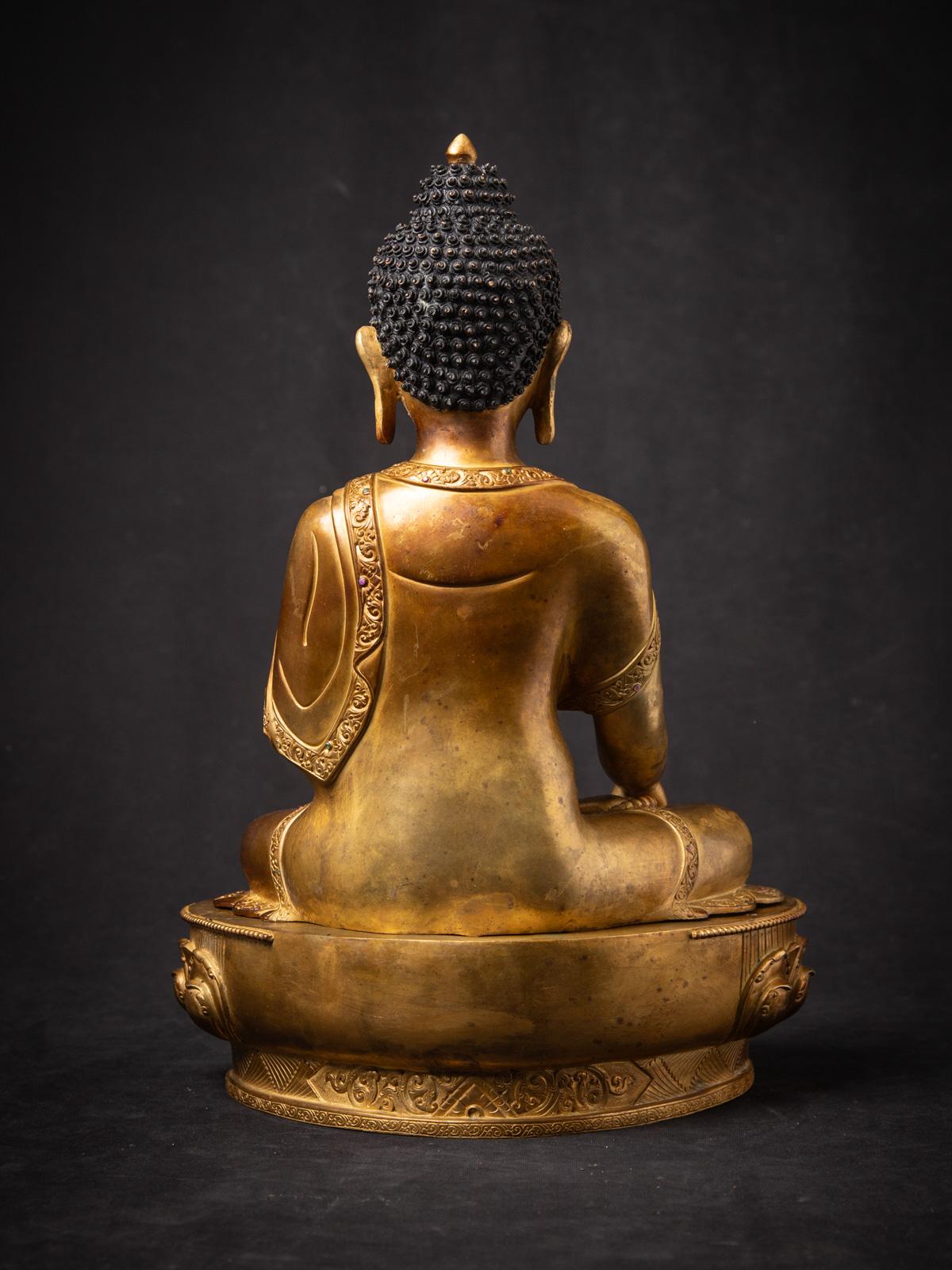 Alte Nepal-Buddha-Statue aus Bronze aus Nepal aus dem mittleren 20. Jahrhundert im Angebot 5