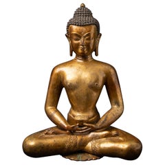 Middle 20th century Old bronze Nepali Buddha statue from Nepal