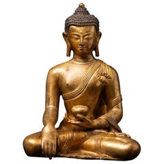 Middle 20th century Old bronze Nepali Buddha statue from Nepal