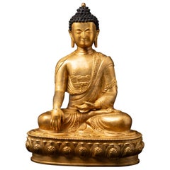 Middle 20th century Old bronze Nepali Buddha statue from Nepal
