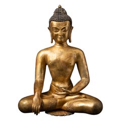 Statua di Buddha nepalese in bronzo della metà del 20° secolo