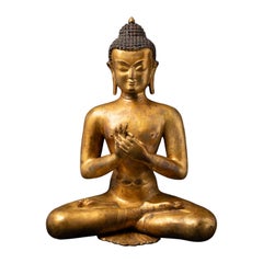 Statua di Buddha nepalese in bronzo della metà del 20° secolo