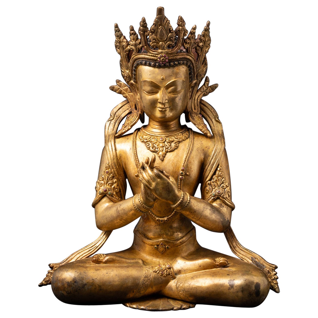 Middle 20th century Old bronze Nepali Buddha statue from Nepal