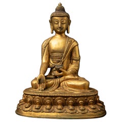 Middle 20th century Old bronze Nepali Buddha statue from Nepal
