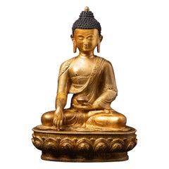 Middle 20th century Old bronze Nepali Buddha statue from Nepal