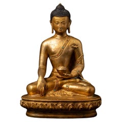 Middle 20th century Old bronze Nepali Buddha statue from Nepal