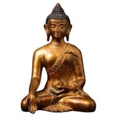 Middle 20th century Old bronze Nepali Buddha statue from Nepal
