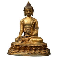 Middle 20th century Old bronze Nepali Buddha statue from Nepal