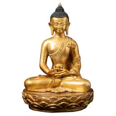 Middle 20th century Old bronze Nepali Buddha statue from Nepal