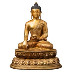 Middle 20th century Old bronze Nepali Buddha statue from Nepal