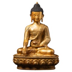 Statua di Buddha nepalese in bronzo della metà del 20° secolo