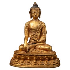 Alte Nepal-Buddha-Statue aus Bronze aus Nepal aus dem mittleren 20. Jahrhundert