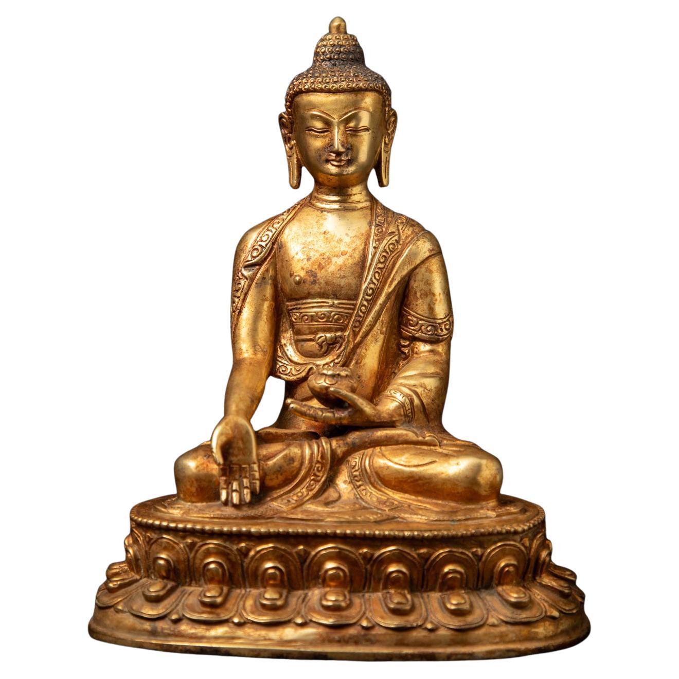 Alte Nepal-Buddha-Statue aus Bronze aus Nepal aus dem mittleren 20. Jahrhundert im Angebot