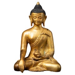 Alte Nepal-Buddha-Statue aus Bronze aus Nepal aus dem mittleren 20. Jahrhundert
